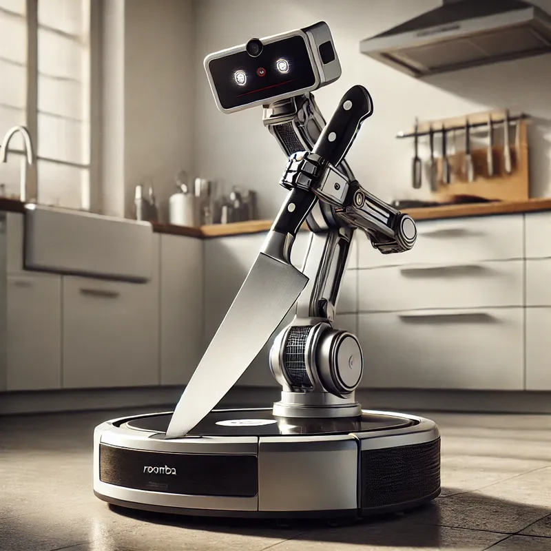 Roomba holding a knife.
